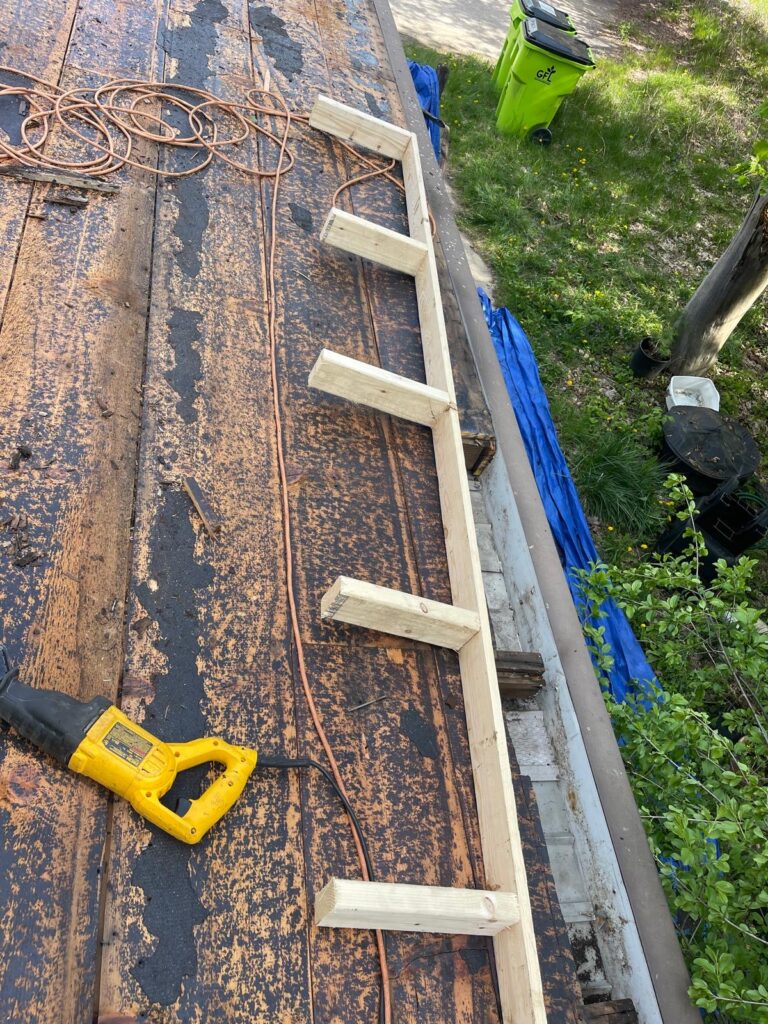 Repaired roof carpentry