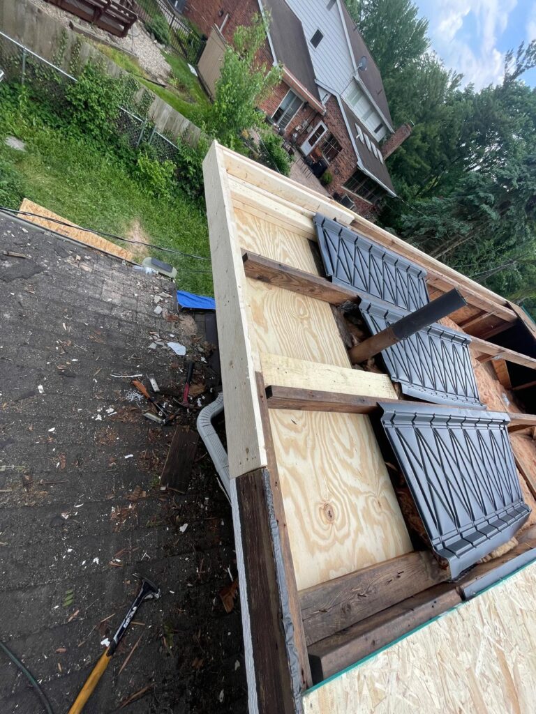 Newly repaired roof carpentry