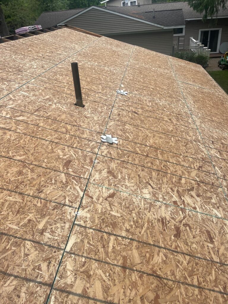 Newly installed roof decking