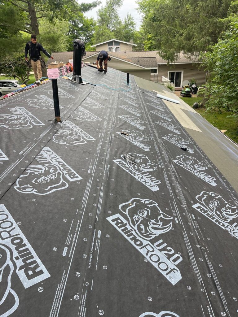 newly installed roof underlayment