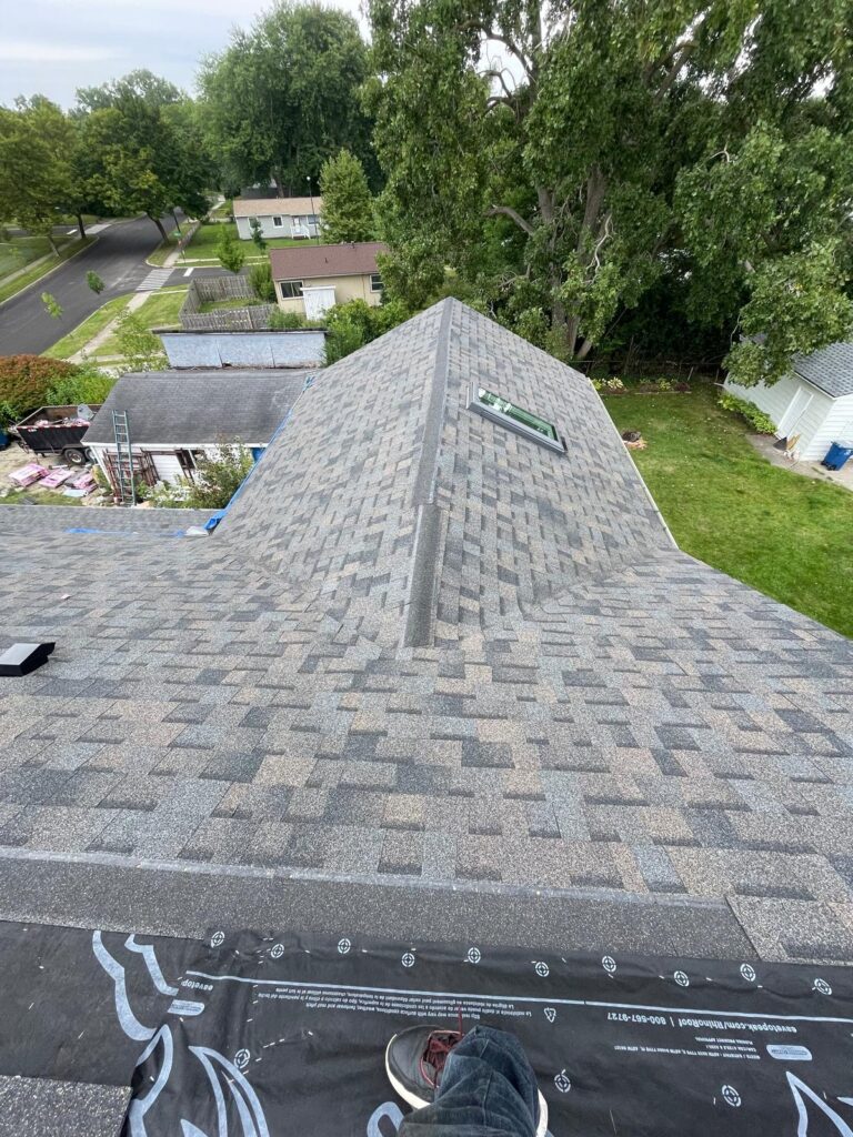 shingled roof ridge