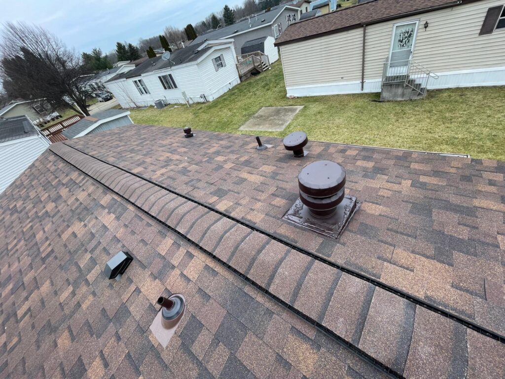 Completed roof ridge