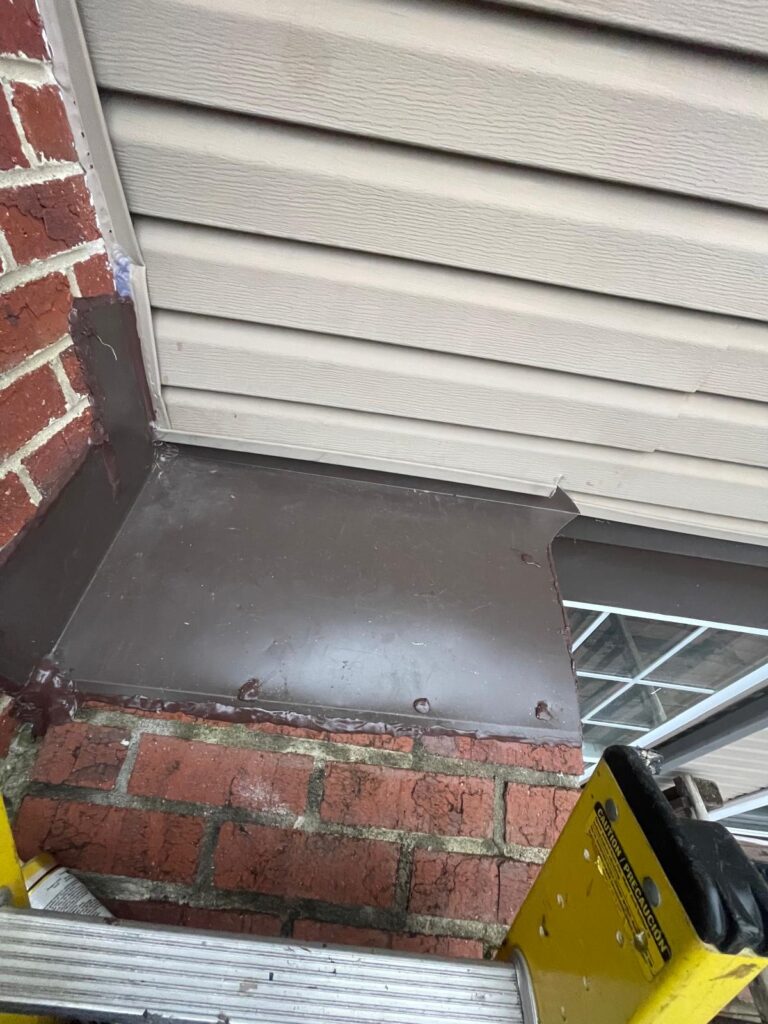 Sealed roof area with flasing